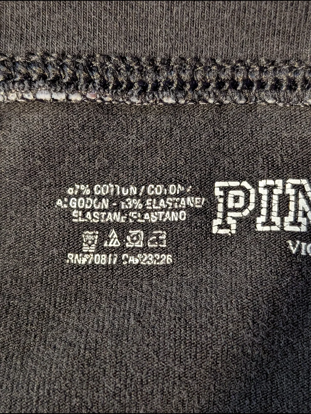 Victoria's Secret PINK Logo Yoga Stretch Pants Black Wide Waistband Size Large - Picture 9 of 11
